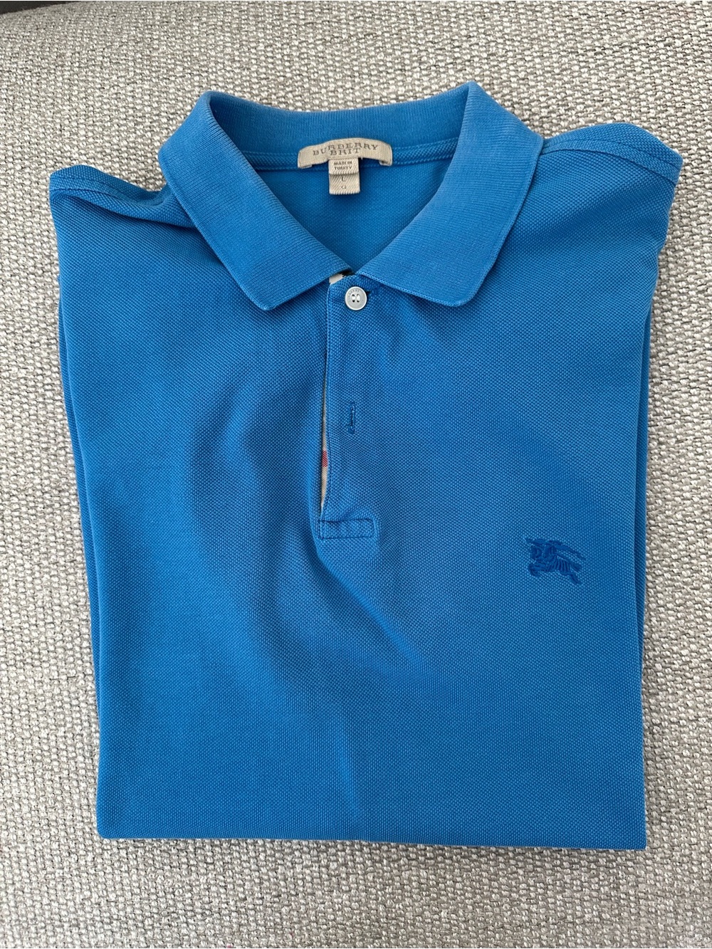 Burberry Men’s Bright Blue Short-Sleeve Polo
